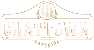 A green and white logo for eattown catering.