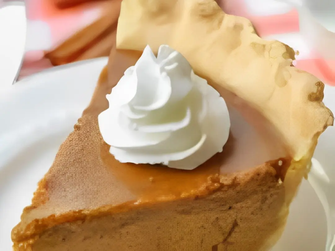 A piece of pie with whipped cream on top.