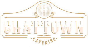 A green and white logo for eattown catering.