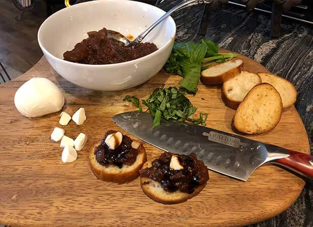 A cutting board with some food on it